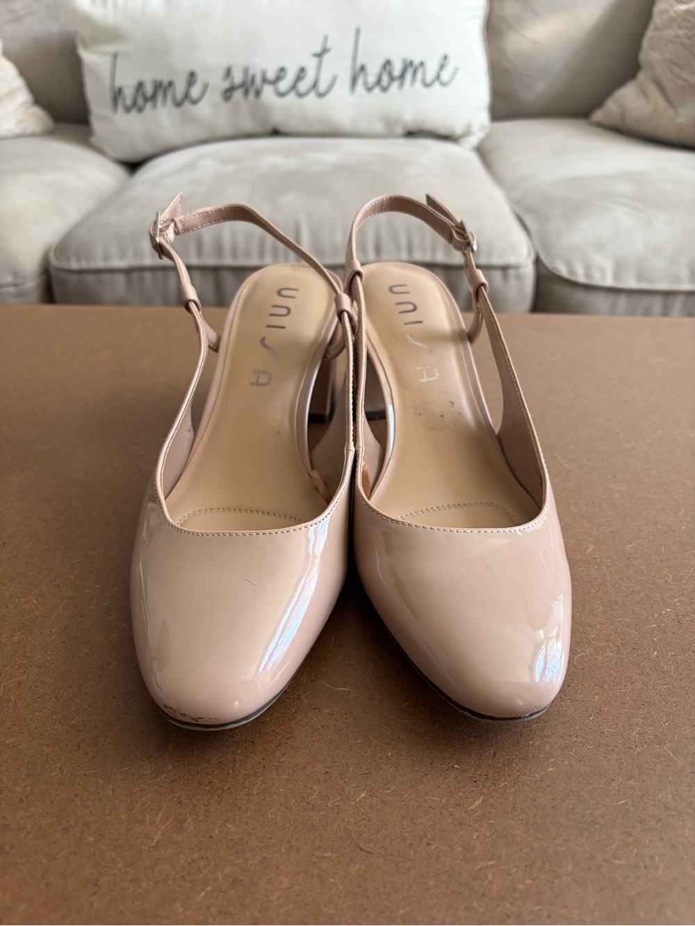 Unisa Nude Patent Slingback Mules